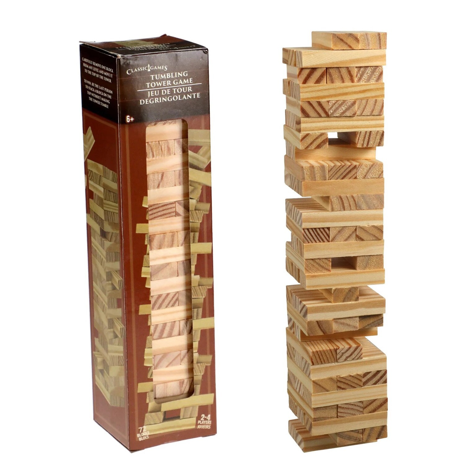 Tumbling Tower Game - 72 Pc Stacking Wood Blocks  1-7/8" x 5/8" Craft Size