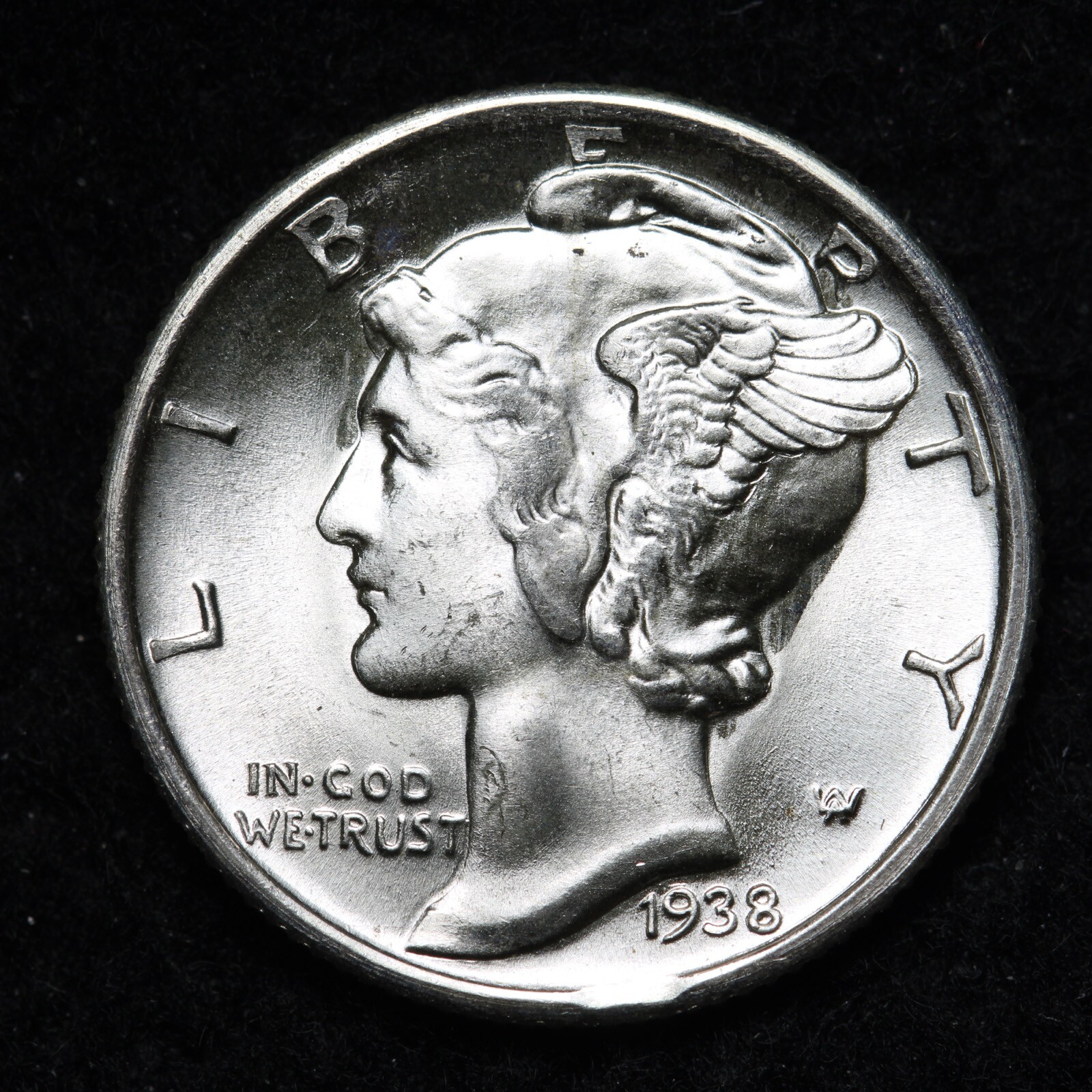 1938-S Mercury Silver Dime GEM BU *UNCIRCULATED* MS CLIP ERROR E218 QIM