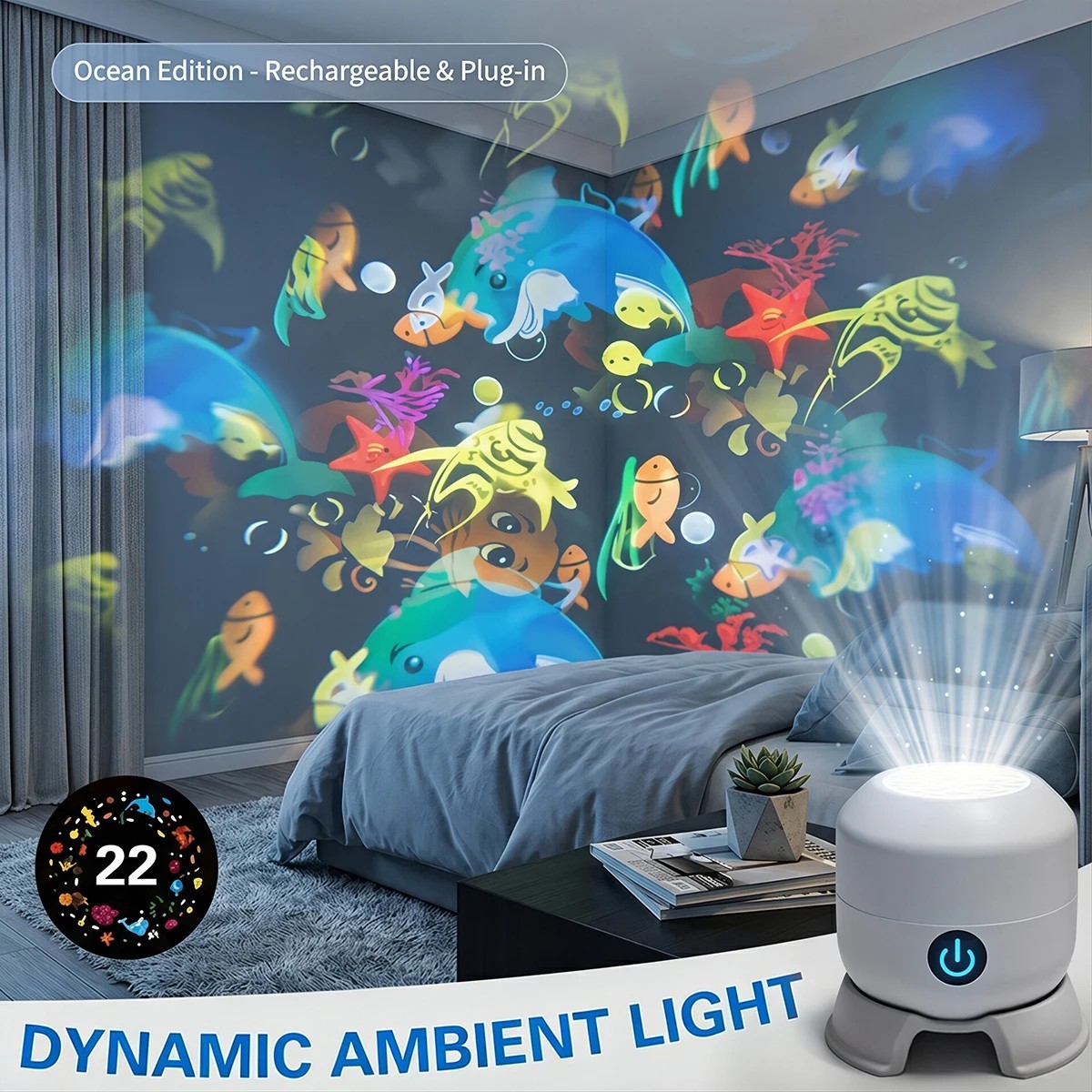 Rotating LED Projector Lights USB Dimmable Christmas Snowflake Projection Lamp