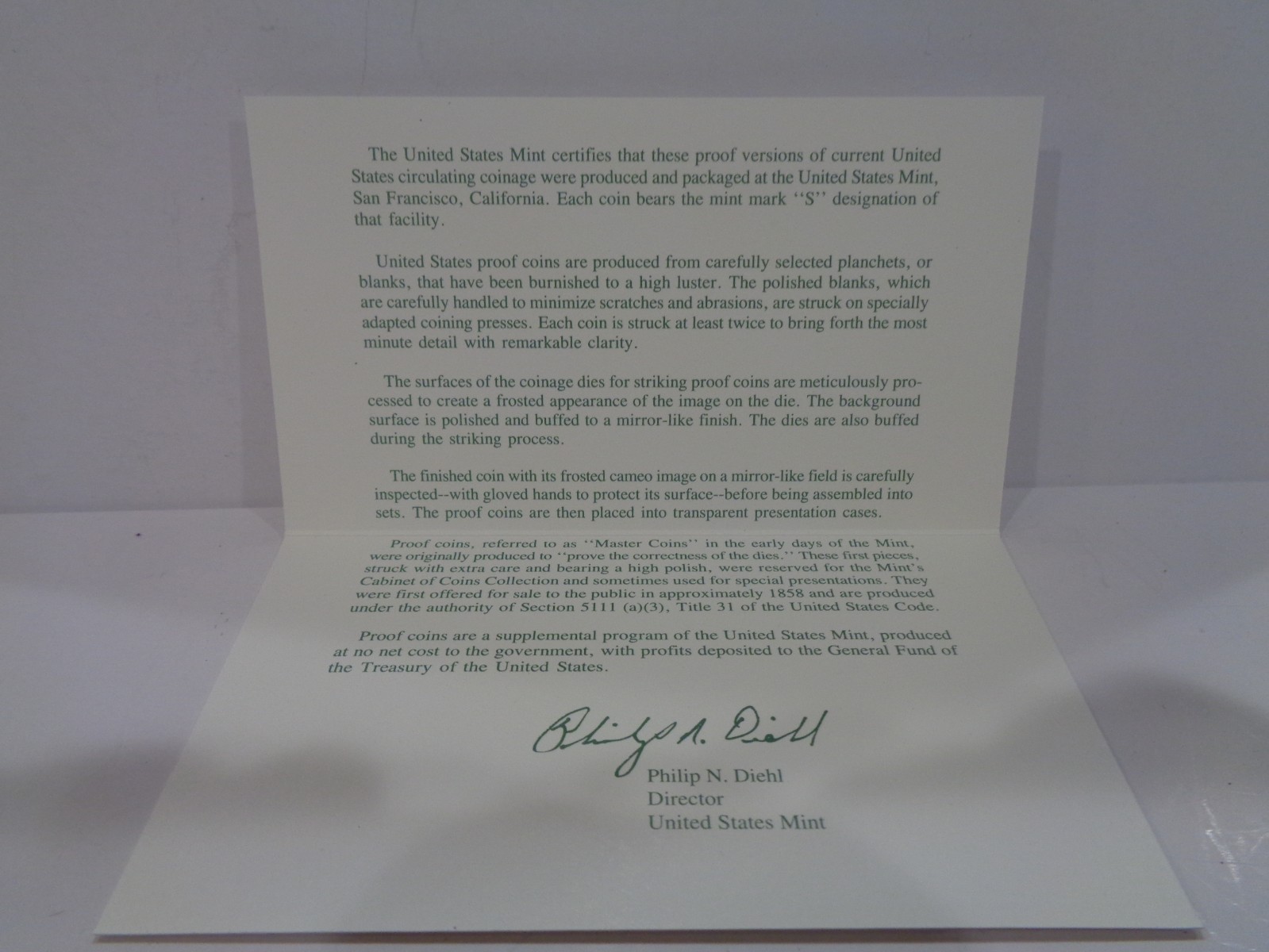 1996 US Proof Set with Original Shipping Box.