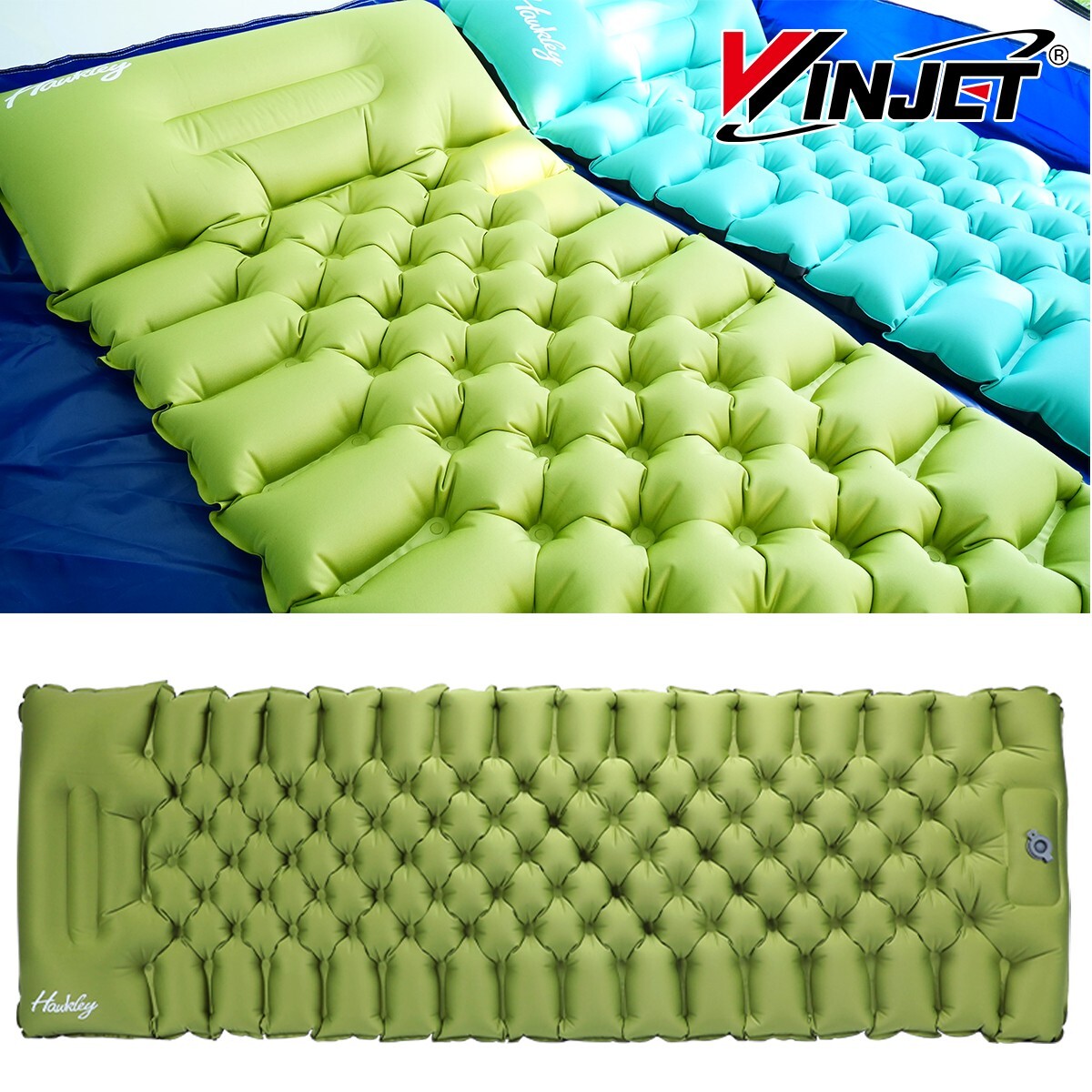 Lightweight 40D Portable Green Self-Inflating Camping Sleeping Pad w/Storage bag