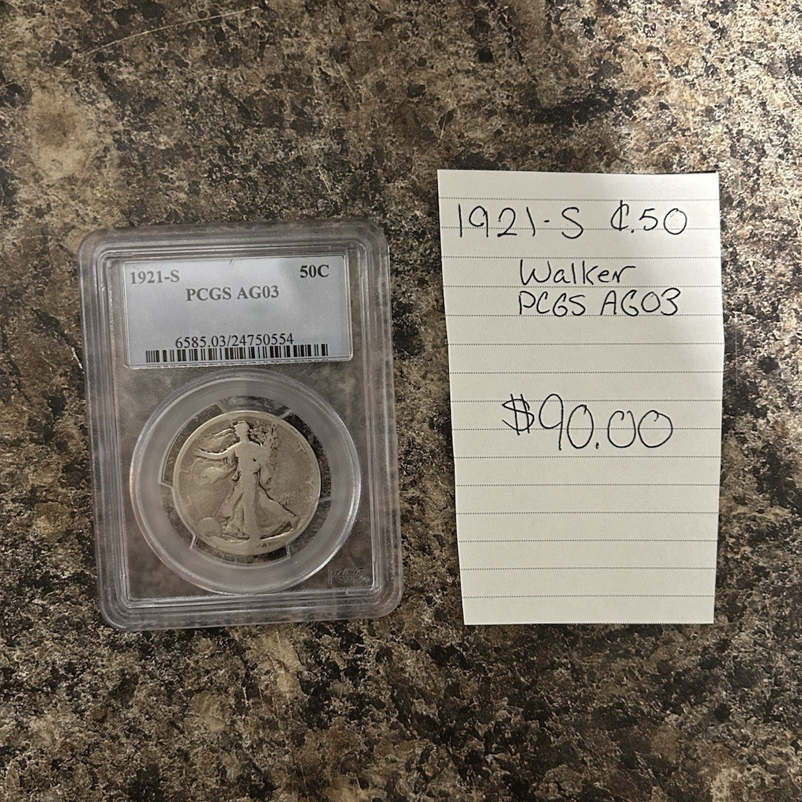 1921-S Walking Liberty Half Dollar 50C S Mint Mark PCGS AG03
