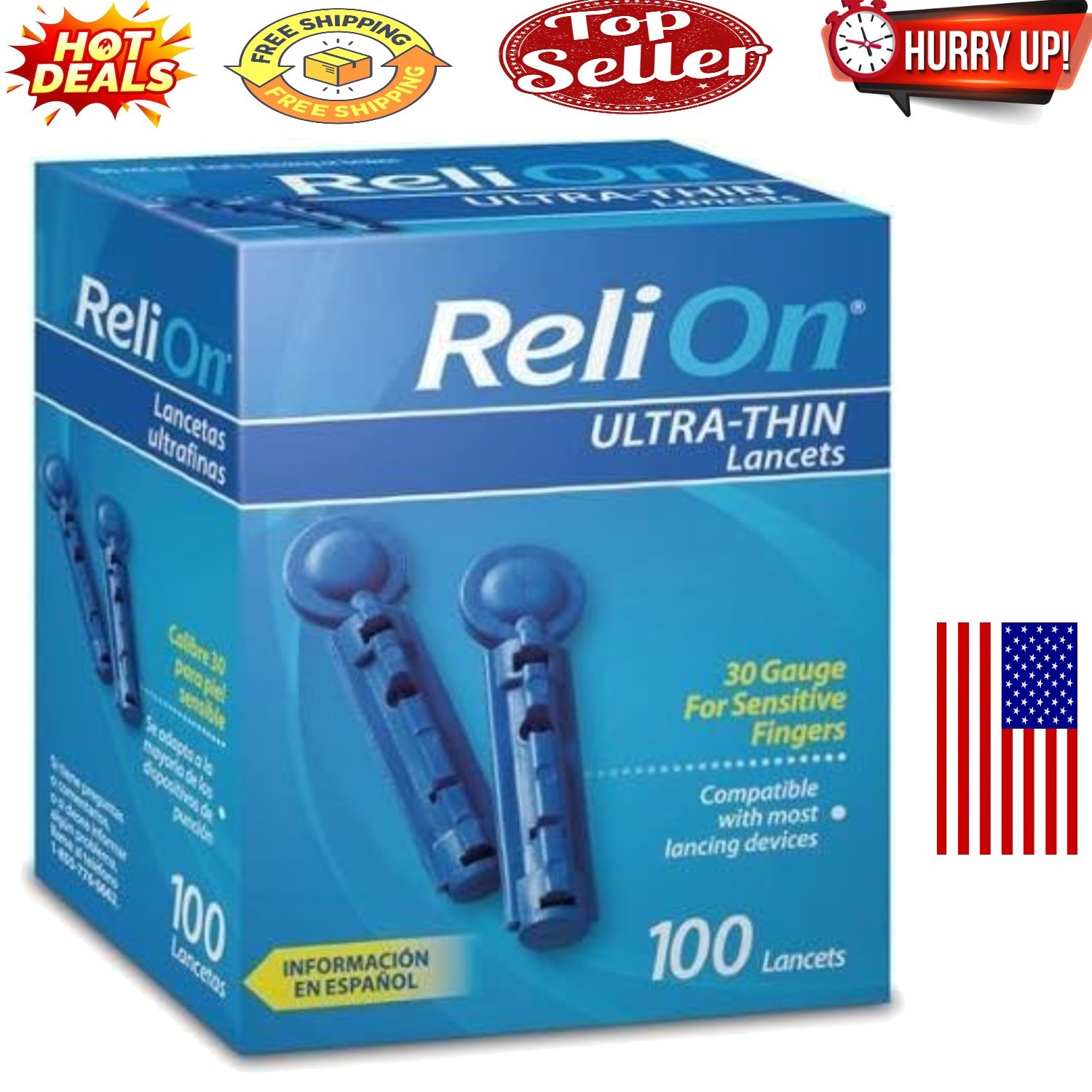 ReliOn 30G Ultra-Thin Lancets – Pack of 200 for Comfortable Testing