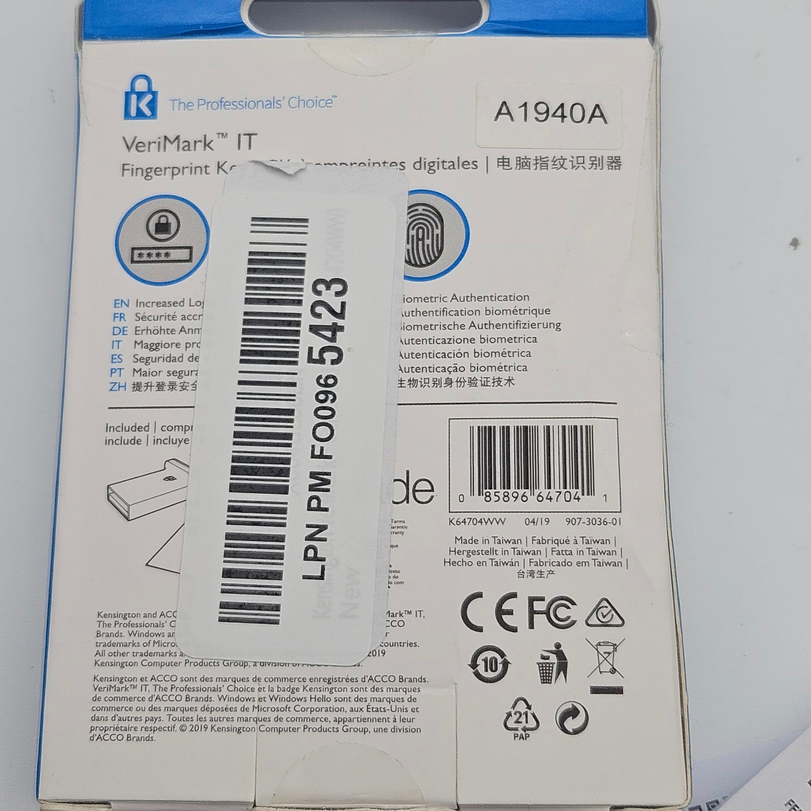 Kensington VeriMark IT Fingerprint Key Reader easy setup WINDOWS HELLO