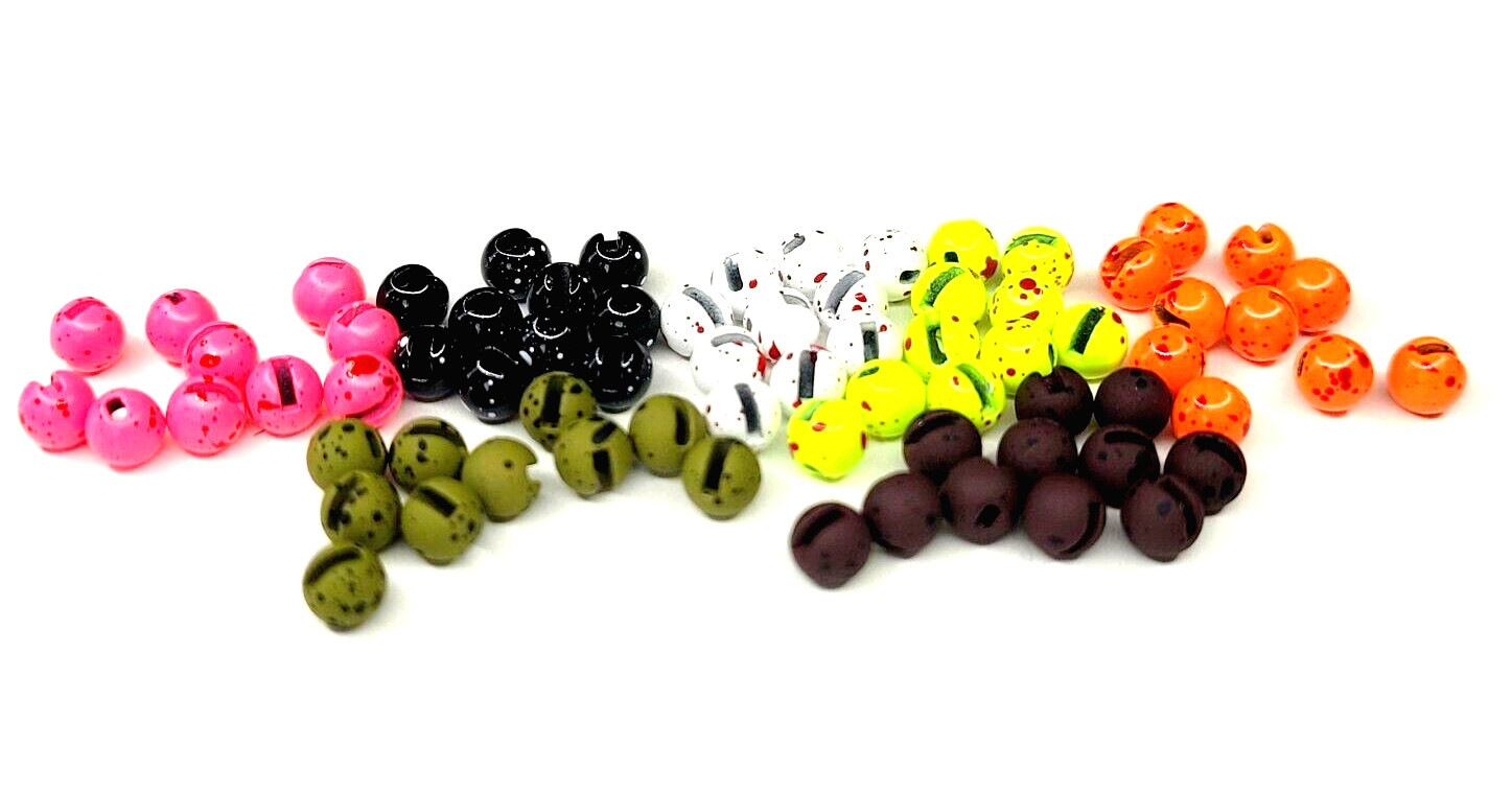 MOTTLED TACTICAL TUNGSTEN BEADS - Slotted - 7 COLORS - Fly Tying Materials - NEW