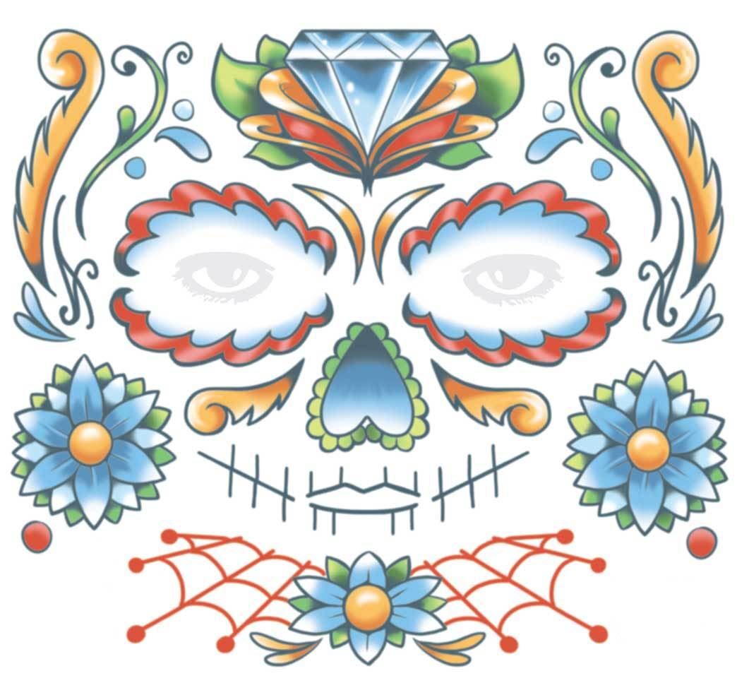 Candy Skull Face Temporary Tattoo Tinsley Transfers