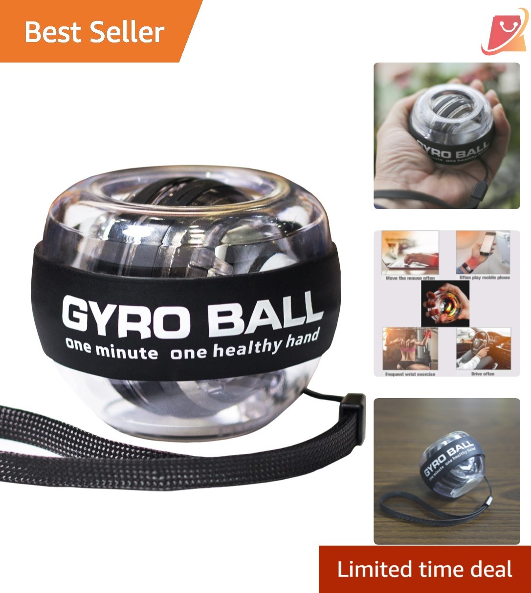 Forearm Exerciser Gyro Ball Wrist Strengthener Hand Fitness Workout Aid