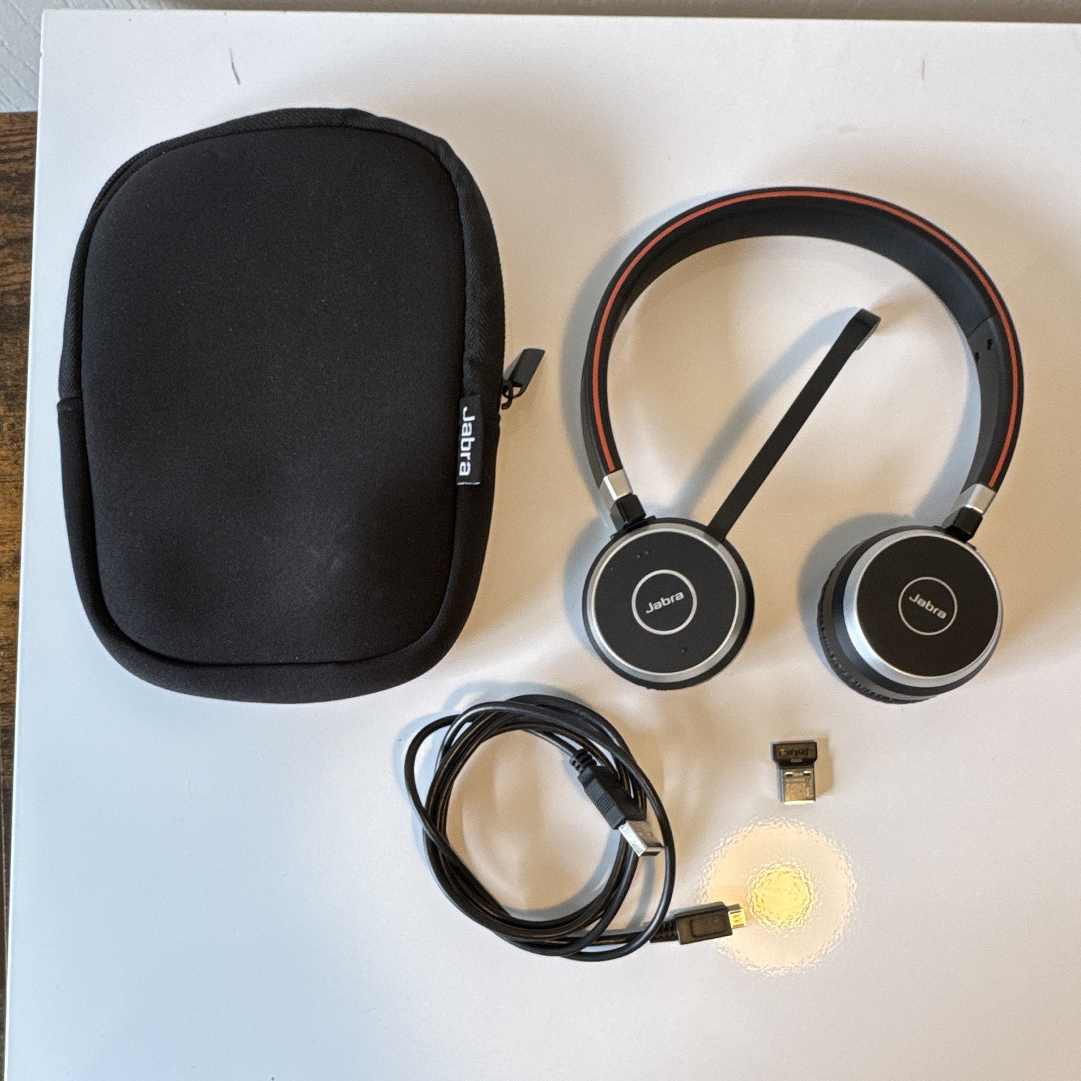 Jabra Evolve 65 Wireless On-Ear Stereo Headset Boom Mic USB Dongle Case