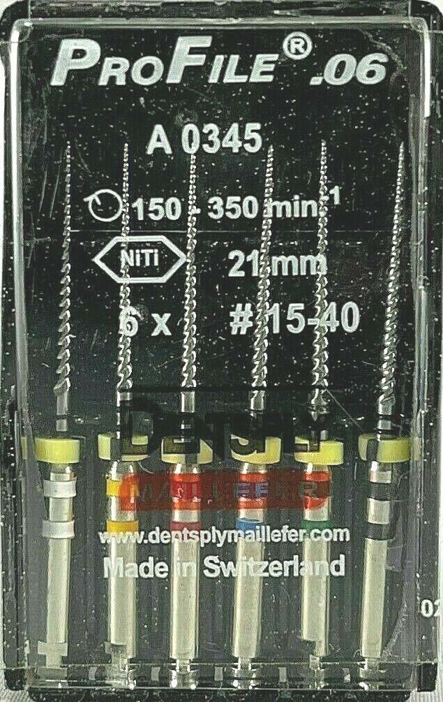 Dentsply Maillefer Dental Profile ISO 21mm rotary files all Taper 6/pk all sizes