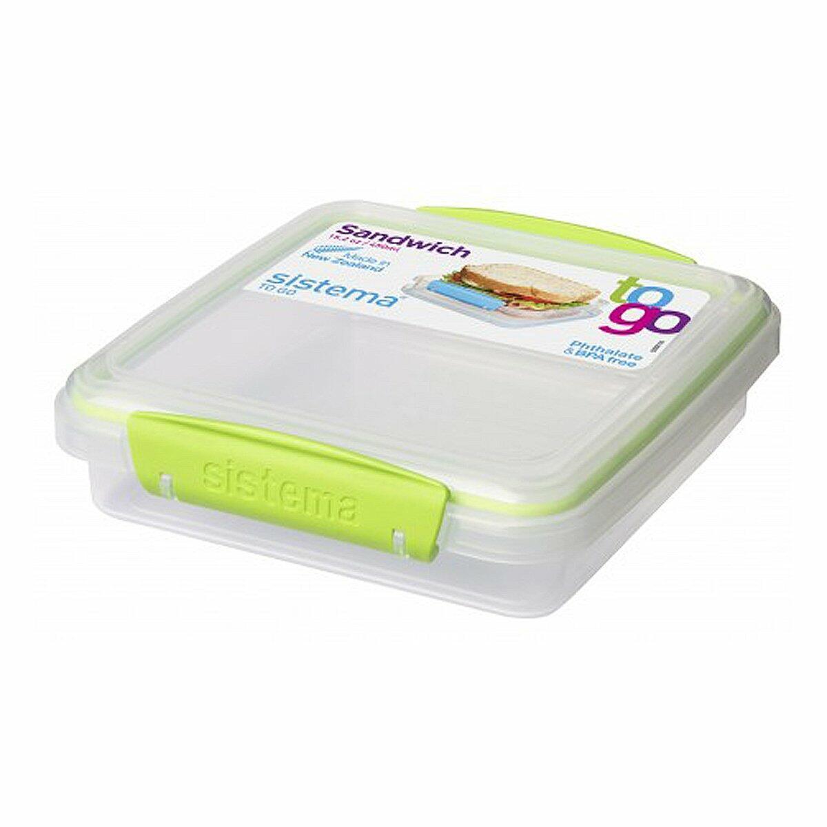 Sistema 15.2 oz Clear Sandwich Box (Colors May Vary)