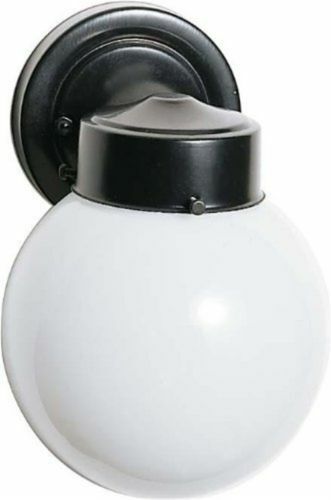 Nuvo 77-992 - 1-Light 6" Porch Wall Fixture with White Globe and a Black Finish