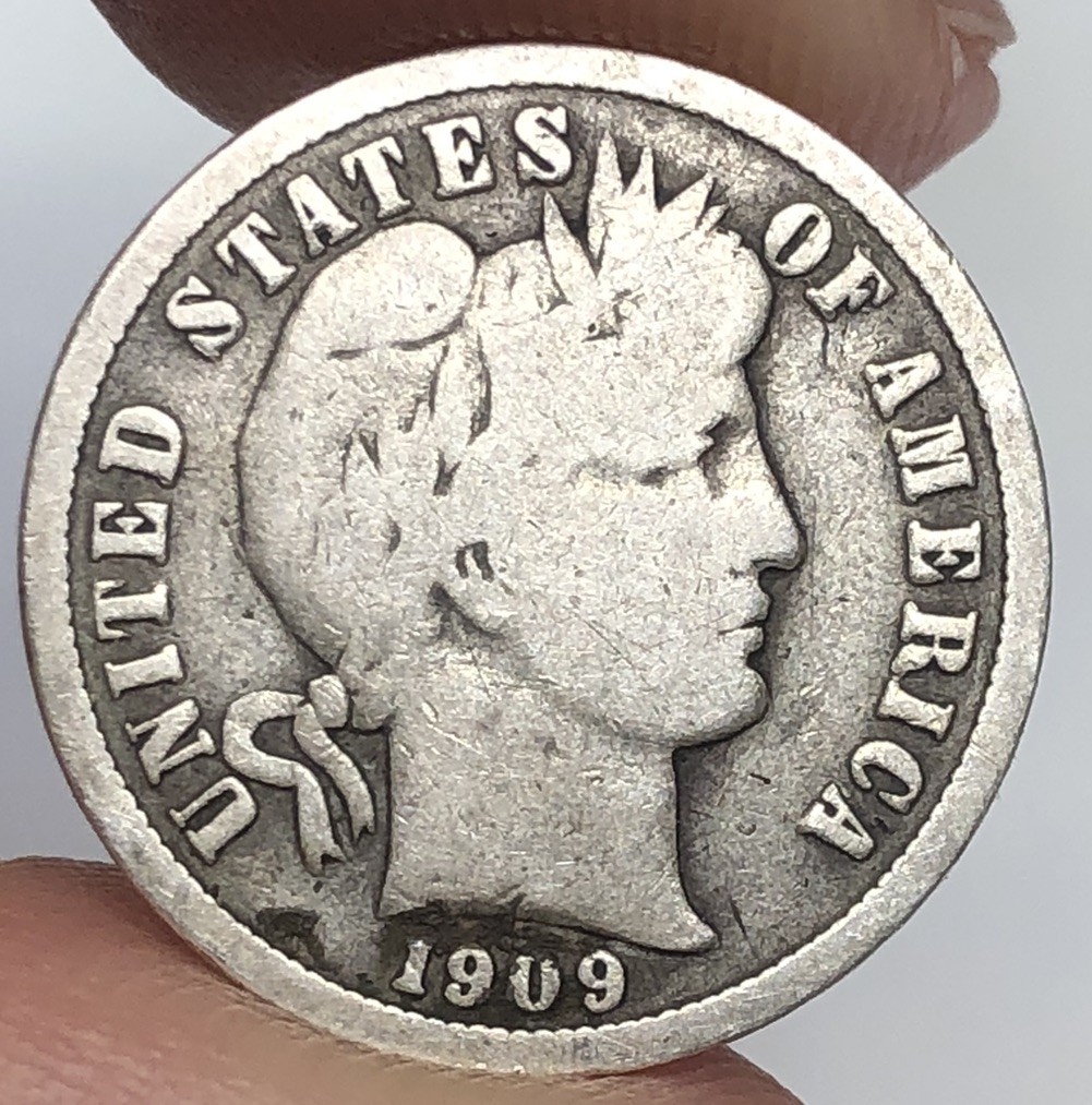 1909 P Barber Dime - 90% Silver US Coin XF