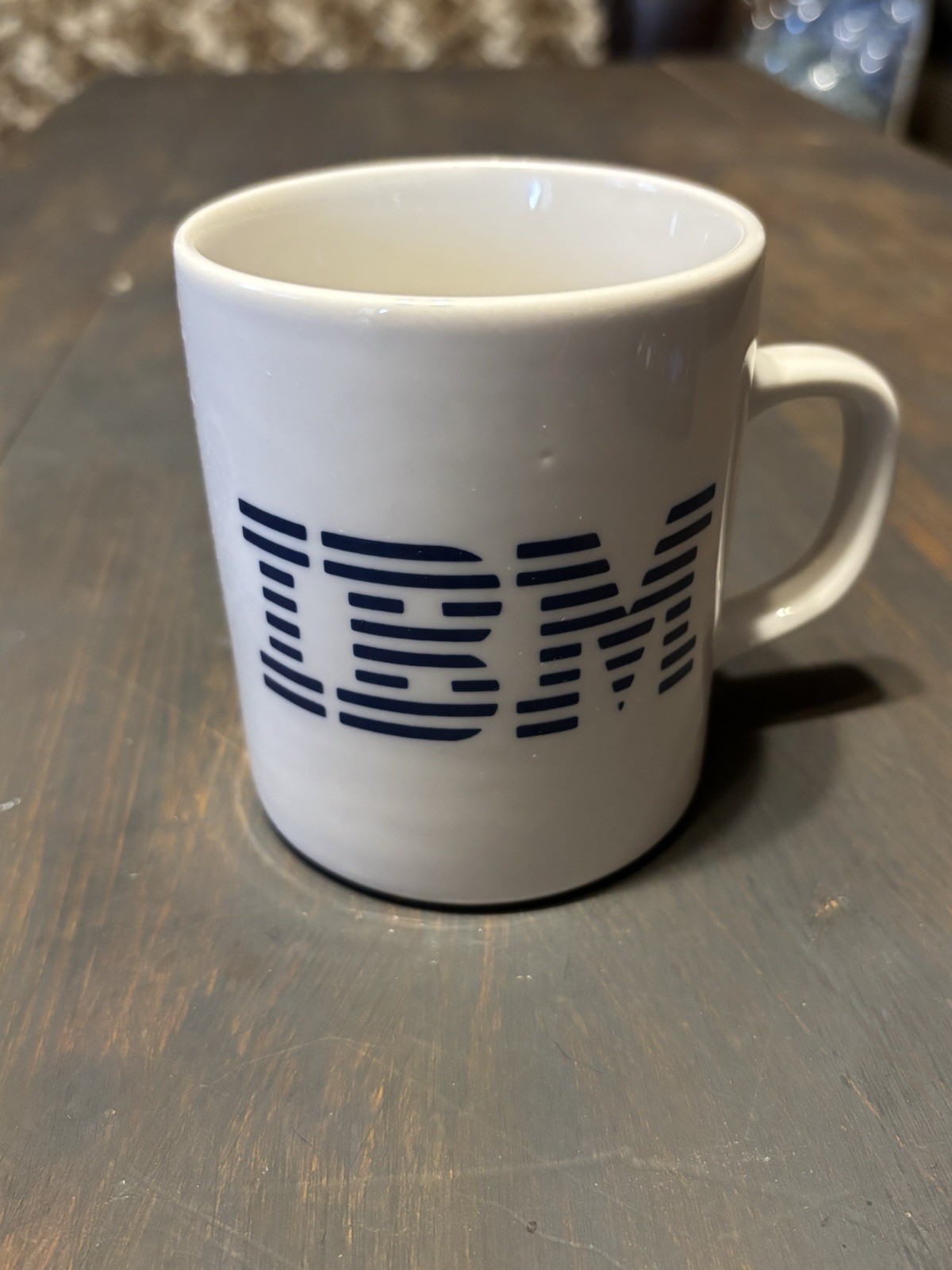 Vintage IBM Ceramic Coffee Mug White And Blue Classic Logo