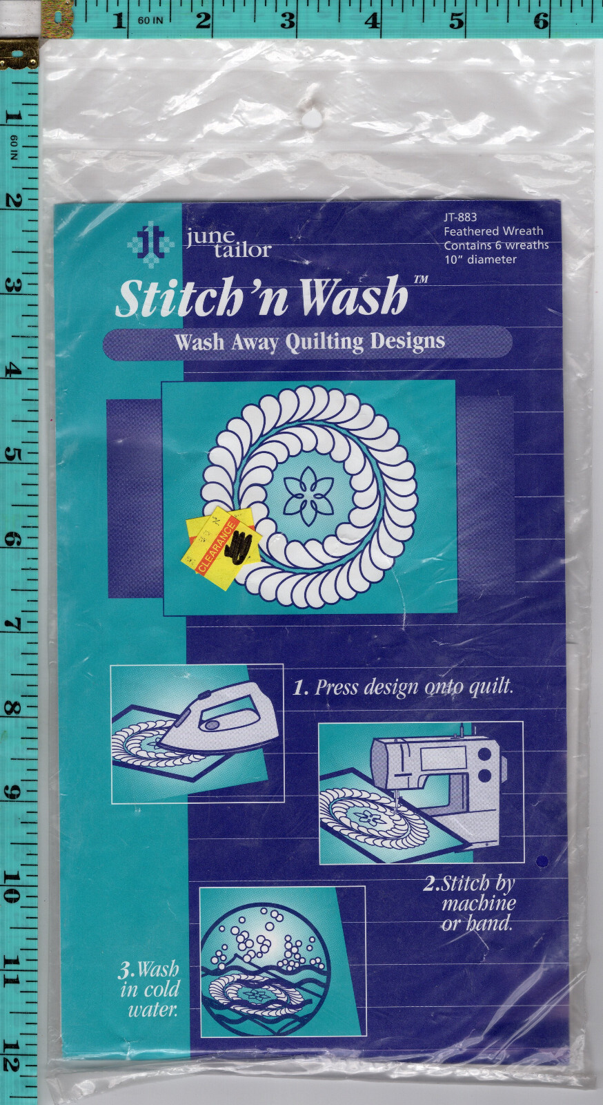 Feathered Wreath-10" June Tailor Stitch'n Wash™ Wash Away Quilting Design JT-883