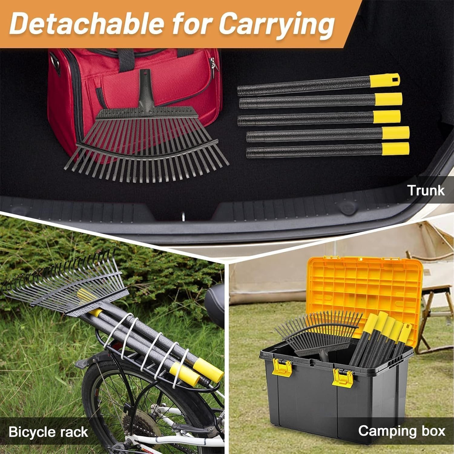 Heavy-Duty Leaf Rake with Adjustable 6ft Handle - 8.5