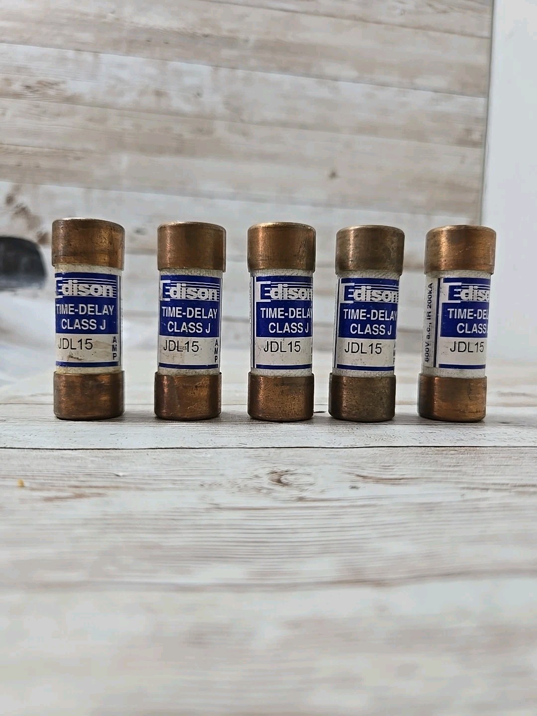 LOT OF 5 EDISON JDL15 CLASS J 15A TIME-DELAY FUSE