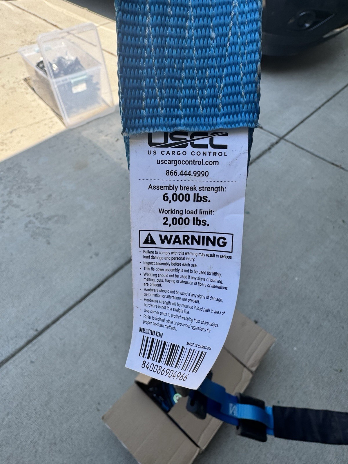US Cargo Control Wheel Strap Kit with E-track Attachment