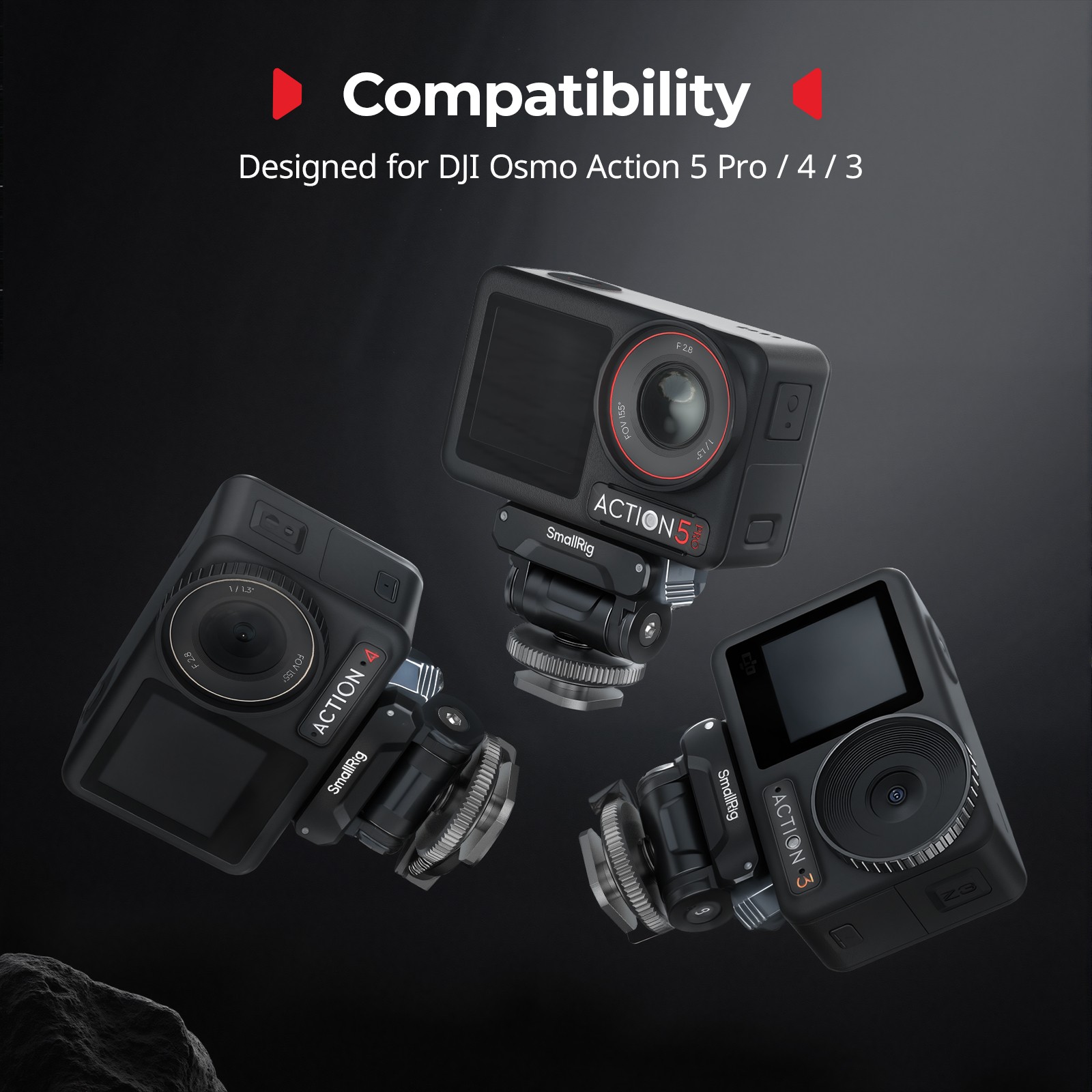 SmallRig Cold Shoe Adapter Mount for DJI Osmo 360/Action 5 Pro/4/3 Camera