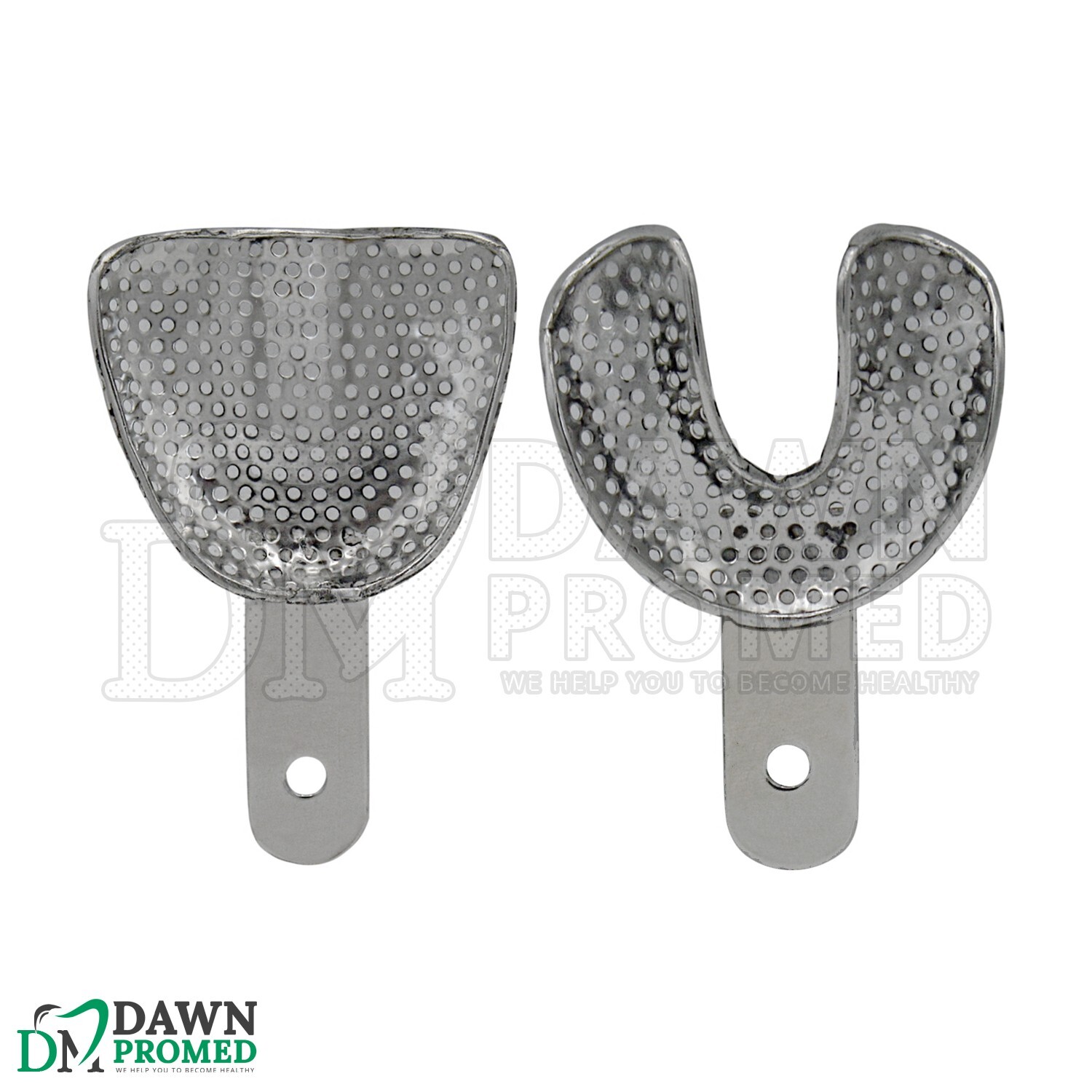 2 Pcs Medium Perforated Impression Trays Upper & Lower Edentulous Inst German Gr