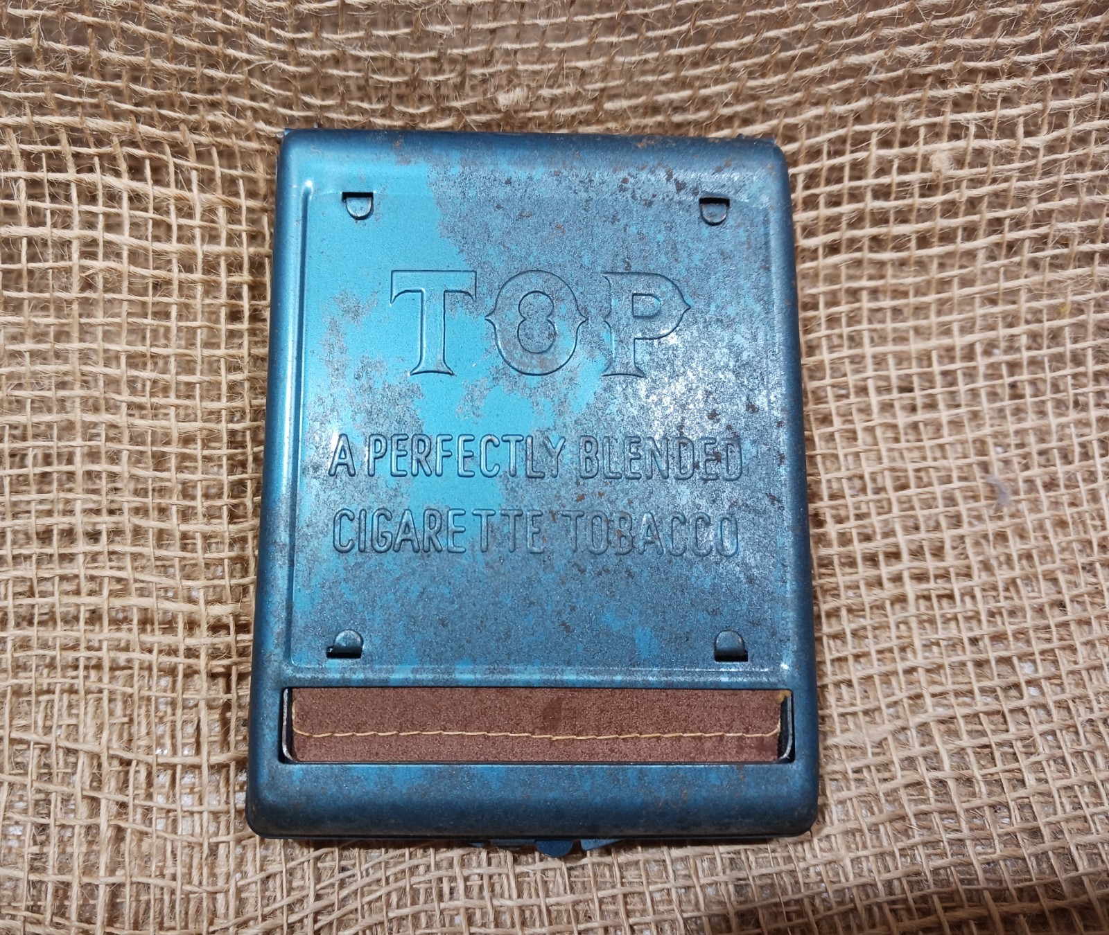 Vintage Top Blue Tin Cigarette Roller, "A Perfectly Blended Cigarette Tobacco"