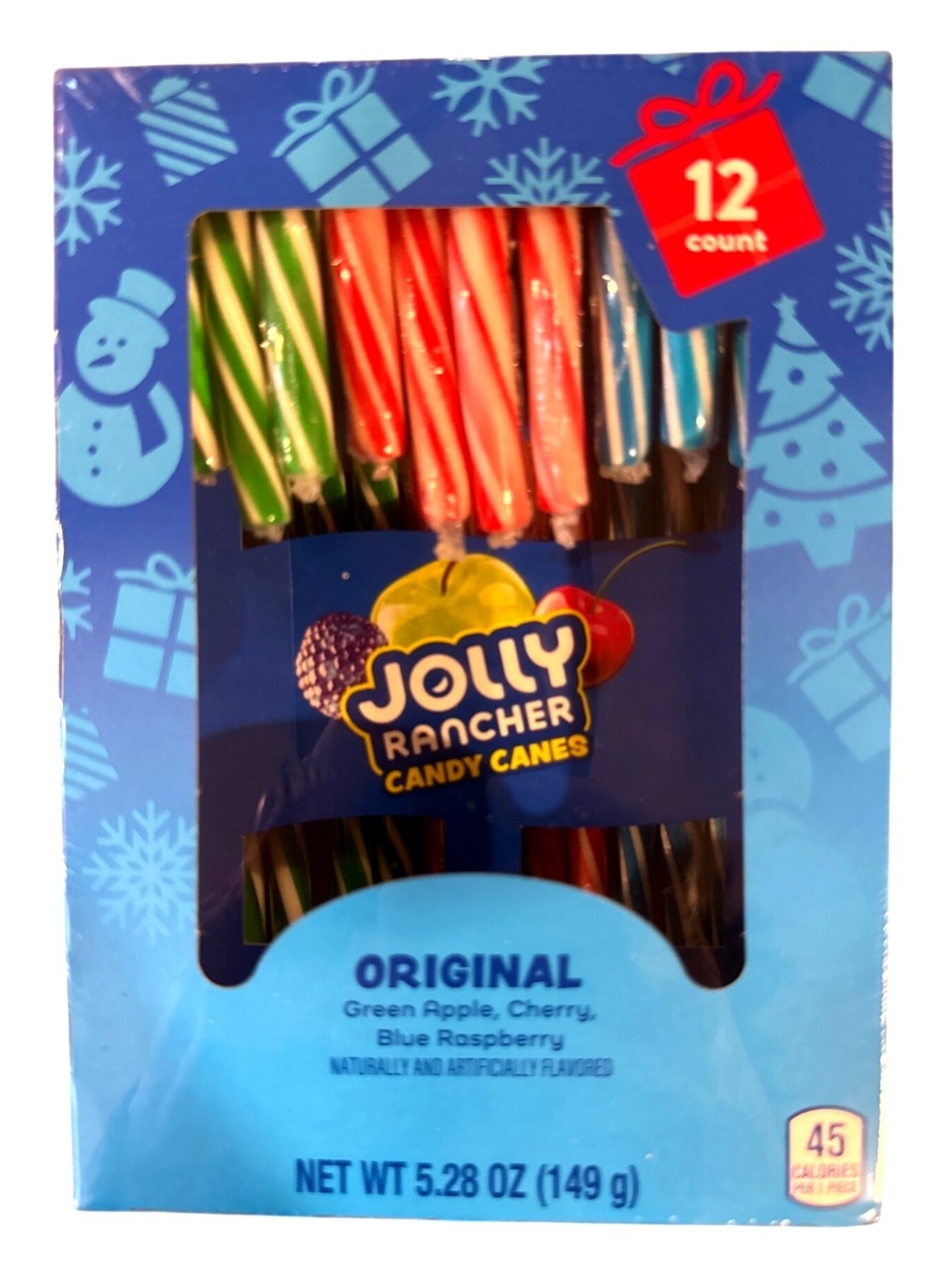 5.28oz/12ct JOLLY RANCHER Candy Canes Holiday/Christmas Cherry+ Blue Raspberry +