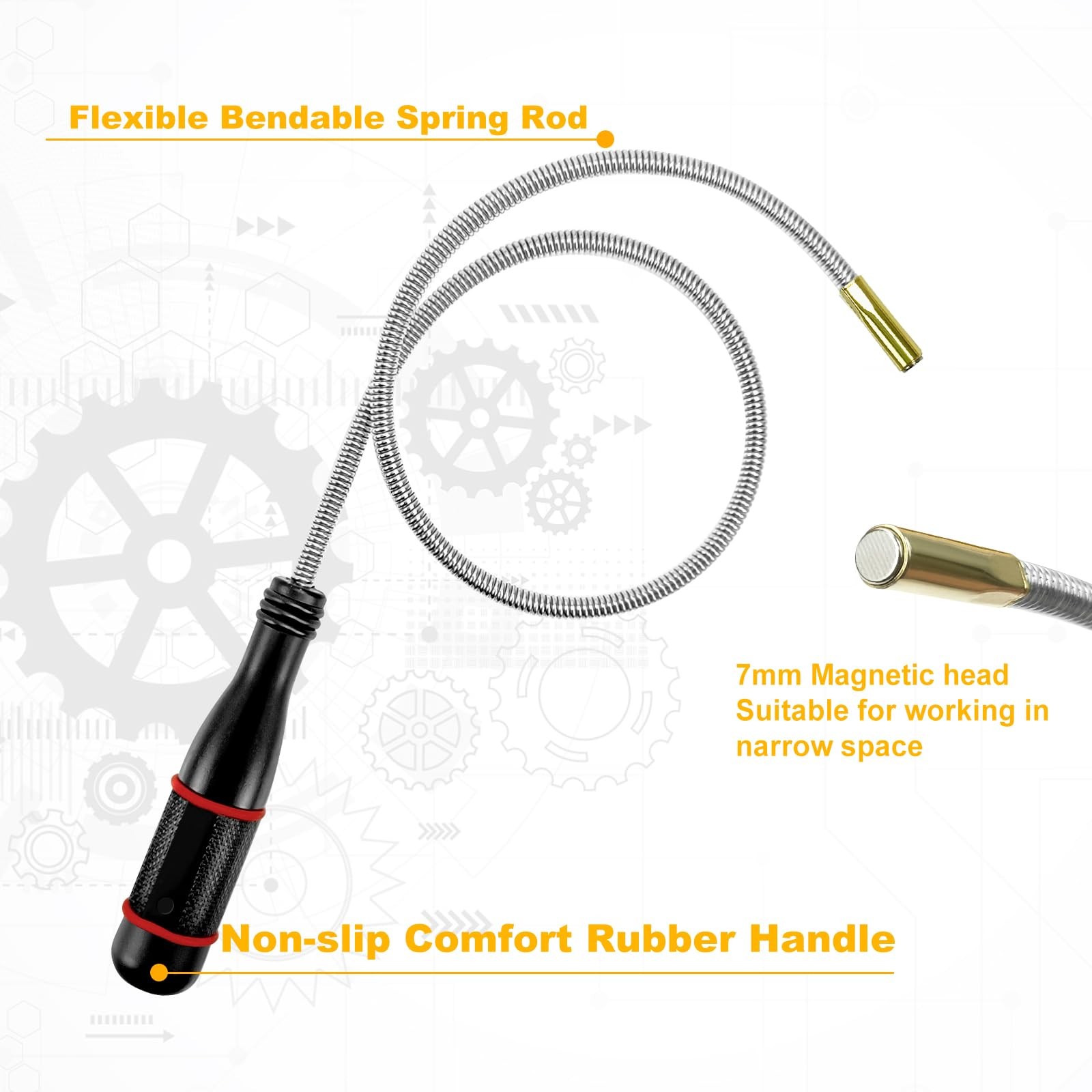 2Pk 25 Inch Long Flexible Magnetic Pickup Tool Bendable Extension Retriever Tool