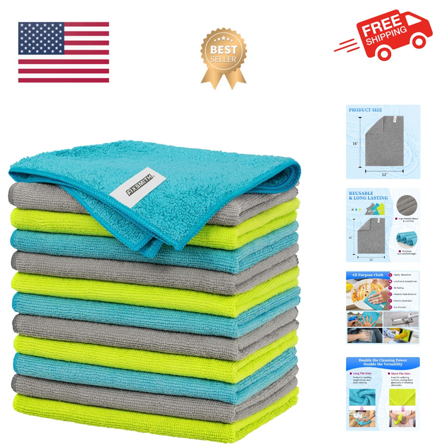 Microfiber Cleaning Cloth - Pack of 12, Multi-Functional Towels, Size: 12 x 1...