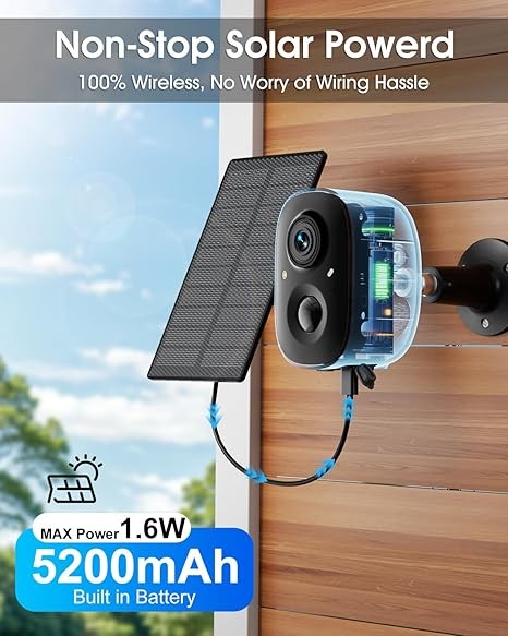 4MP Wireless Security Camera System Solar Battery Powered Home Outdoor Audio