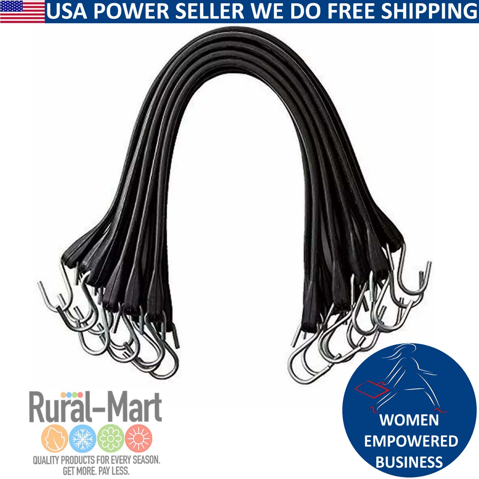31" Heavy Duty Tarp Straps – 10-Pack Rubber Bungee Cords for Trailers & Flatbeds
