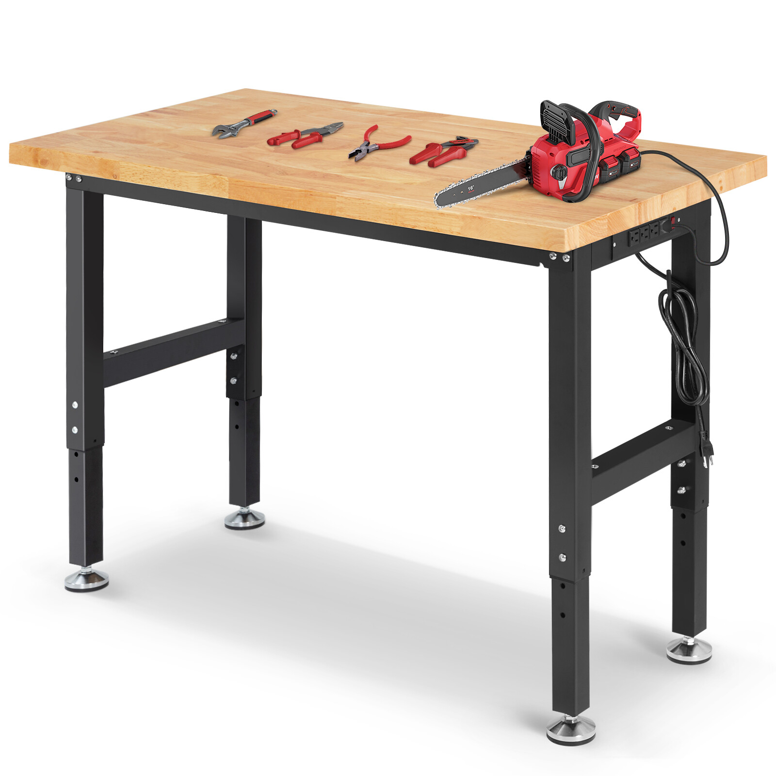 Height Adjustable Workbench 60“ 2000 Lbs Capacity Work Station with Power Outlet
