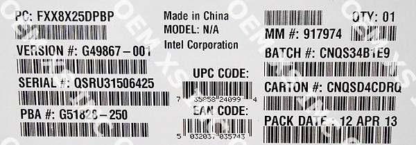 Intel FXX8X25DPBP Spare Board for 2U 8x2.5in Dual Port Hot-Swap Backplane New
