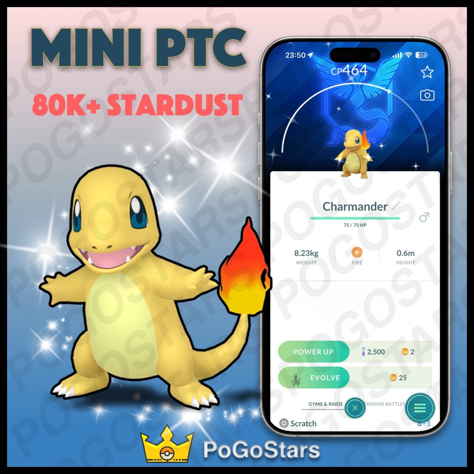 Pokémon PTC Go - Shiny Charmander - Team Mystic✨Special Background✨