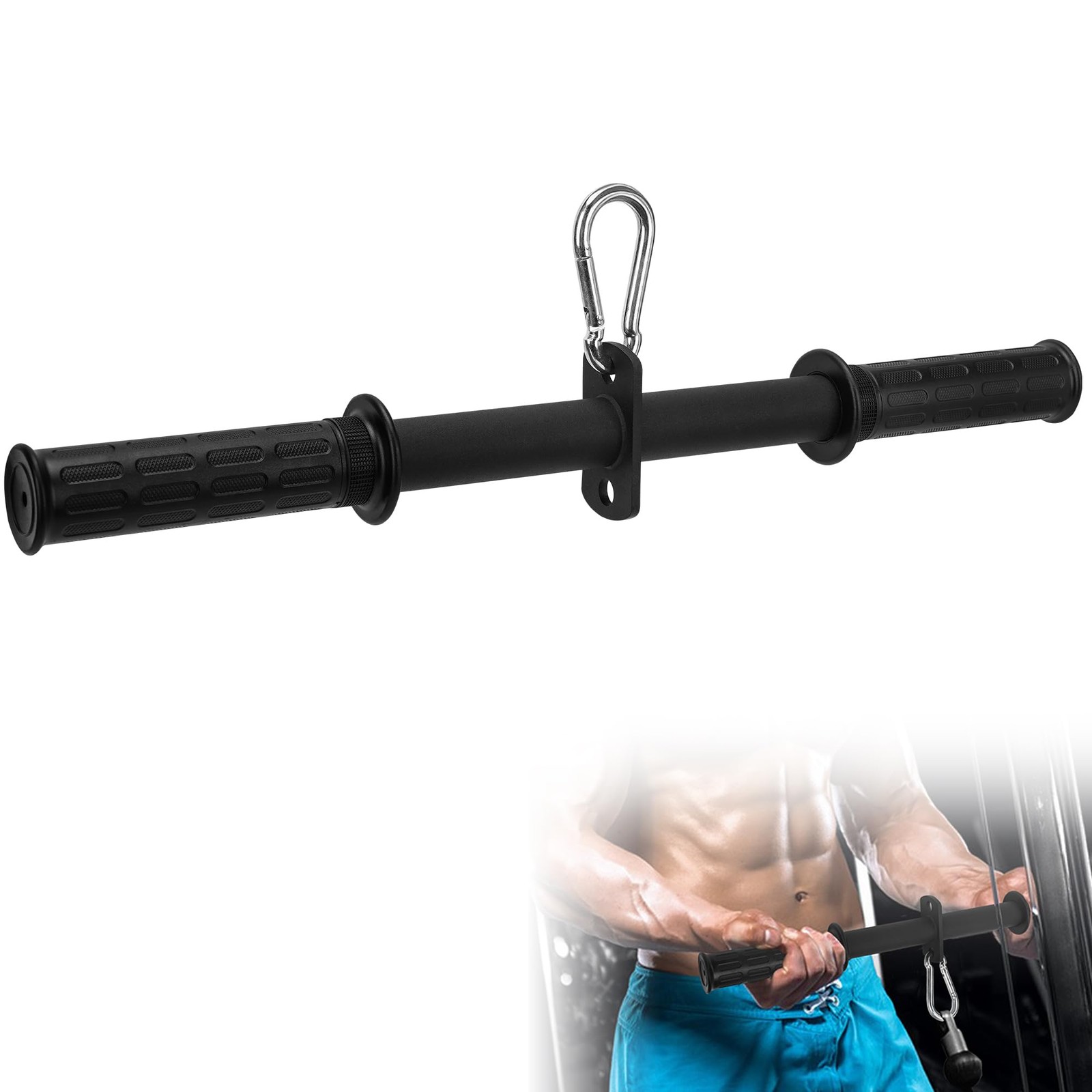 LAT Pull Down Attachment Straight Bar Cable Machine Back Training Tricep Fit