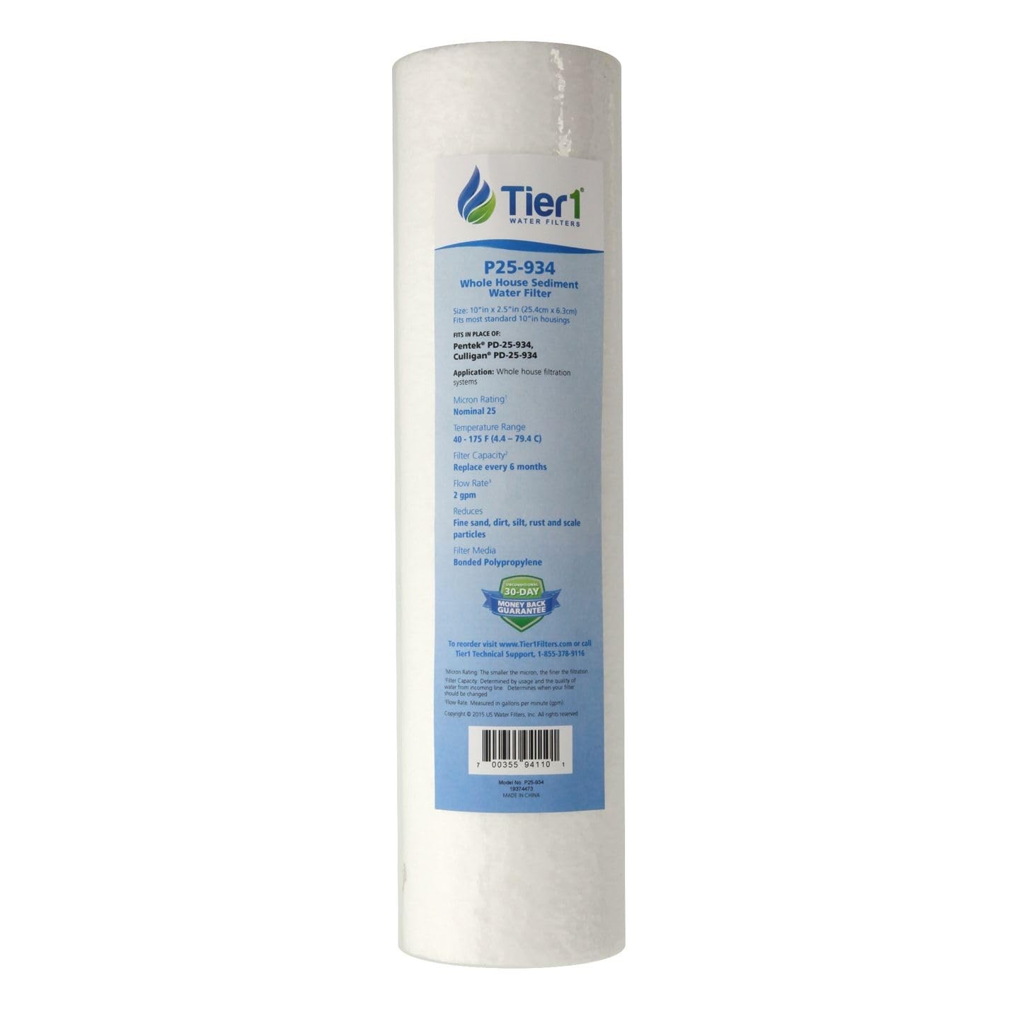 10 x 2.5 Inch 25 Micron Spun Wound Polypropylene Sediment Water Filter