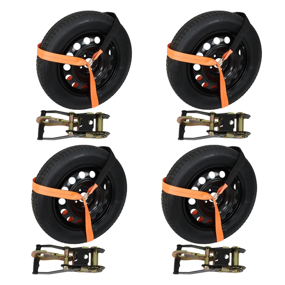 4pcs Car Tie Down with Snap Hooks - Lasso Style - 2 Inch x 96 Inch Universal