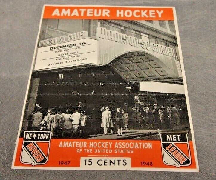 1947 AHA PROGRAM MAGAZINE HOCKEY RARE SANDS PT VS JAMAICA / NY VS SHAWINIGAN