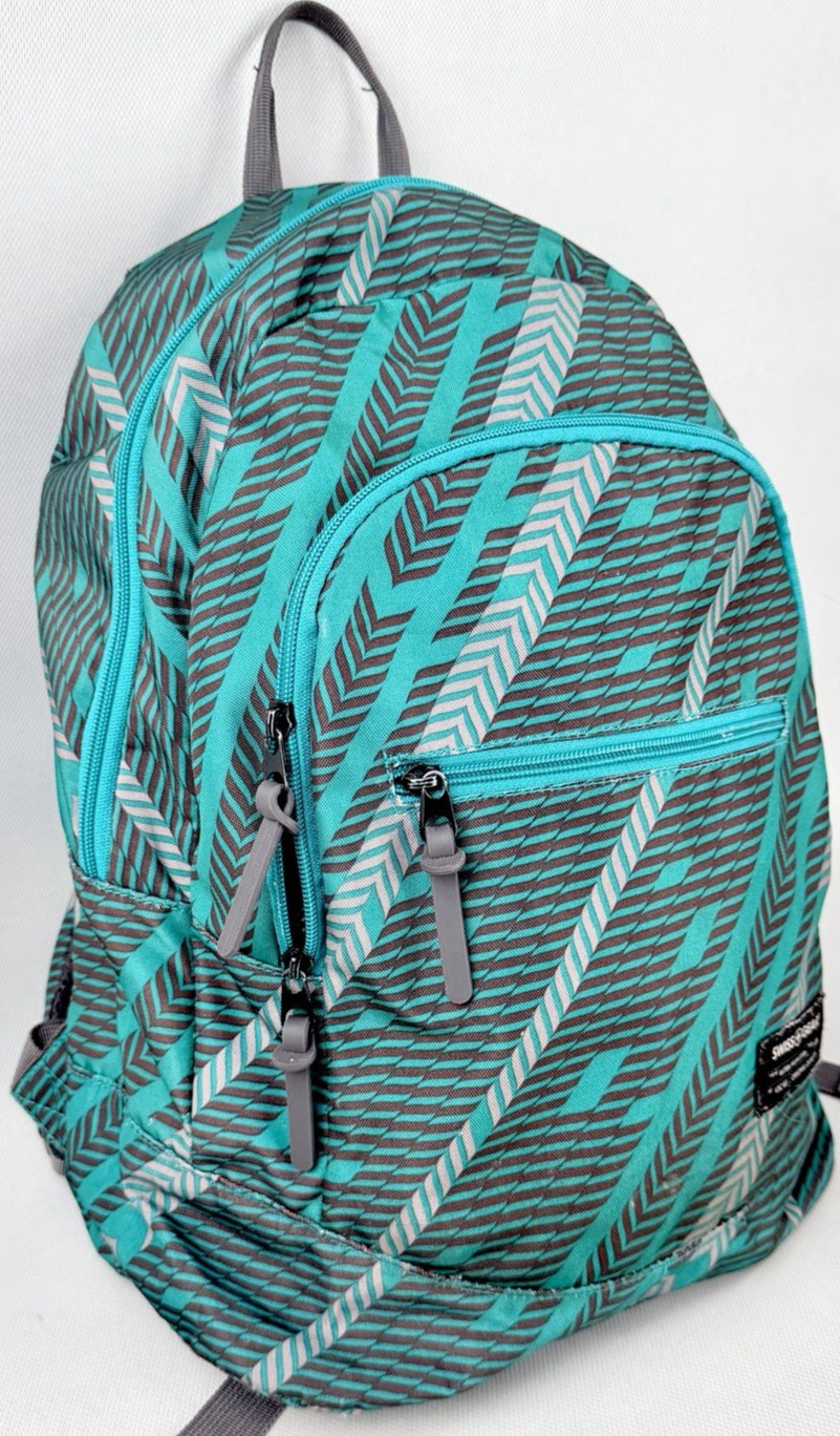 SwissGear Laptop Backpack WTRA-14JH3106 Green Herringbone Bookbag Travel School