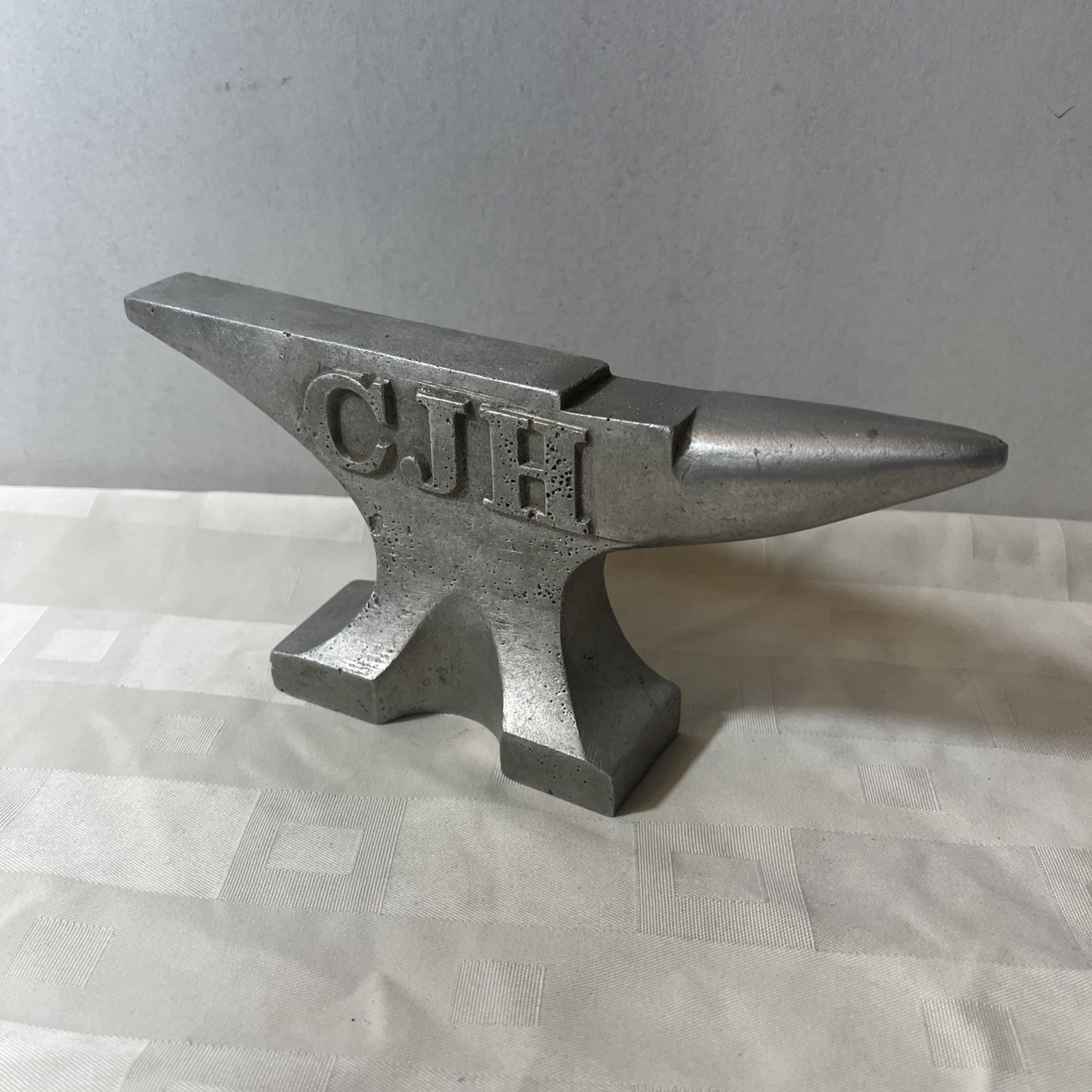 VTG Aluminum Bookend Anvil W / C J H Initials On Side 8 1/2” Length Anvil