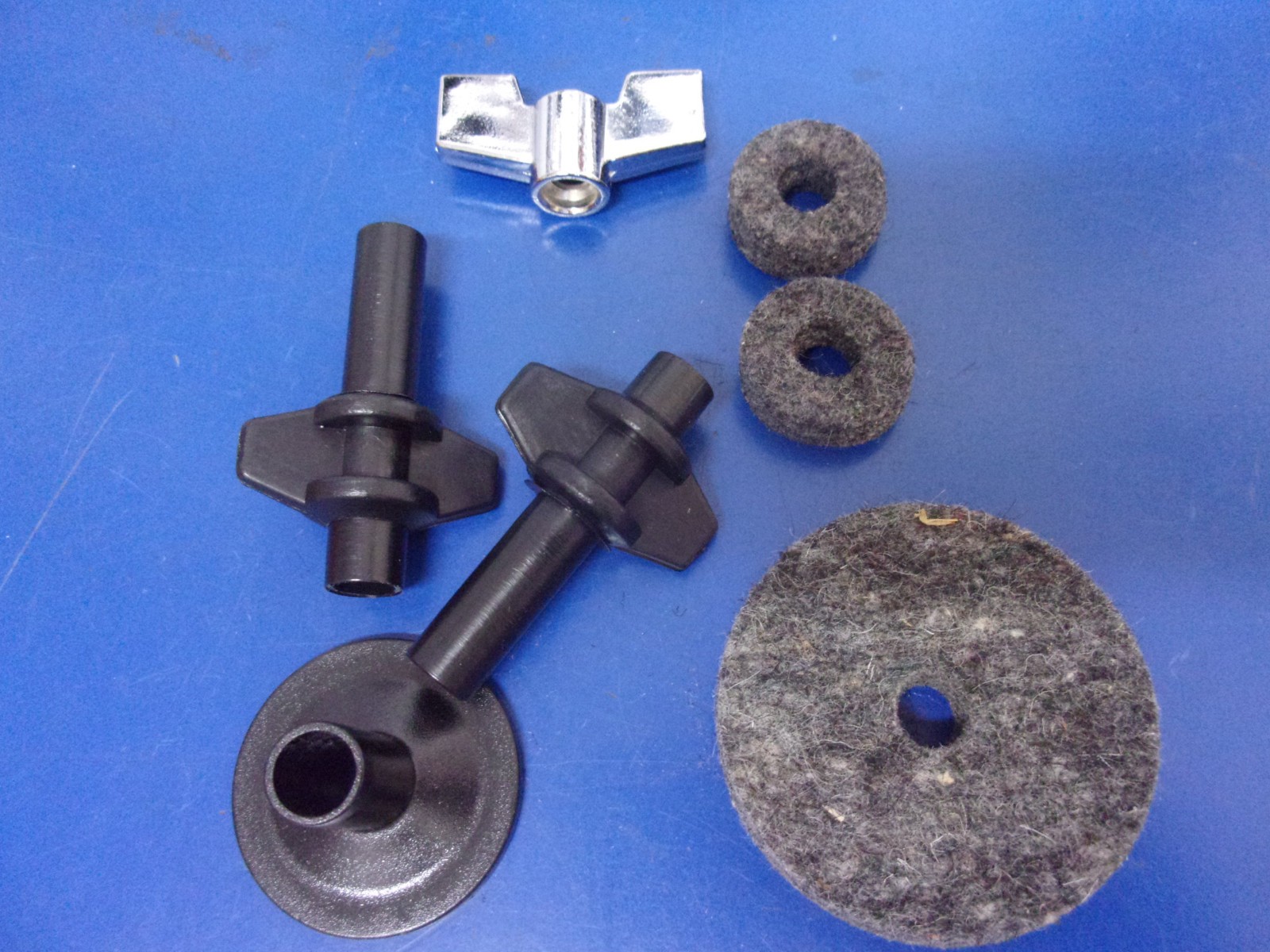 Lot of 7 Cannon #upntt6mm Cymbal 6mm plastic T Nuts, Metal Wing Nut Hi-Hat Felts