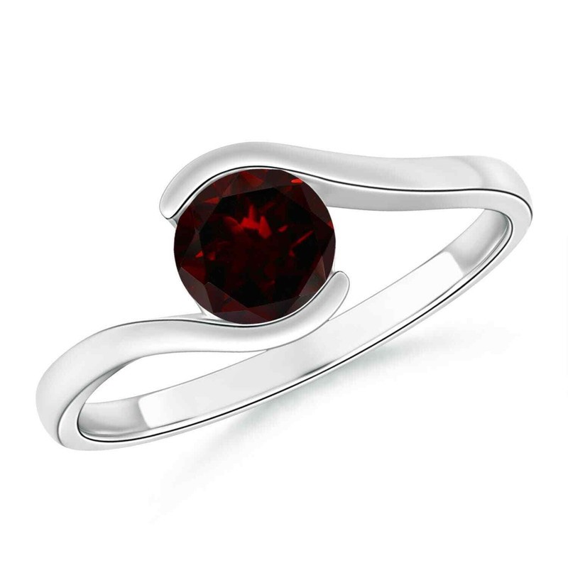 925 Sterling Silver Round Garnet Stone Statement Solitaire Sister Ring Size 7
