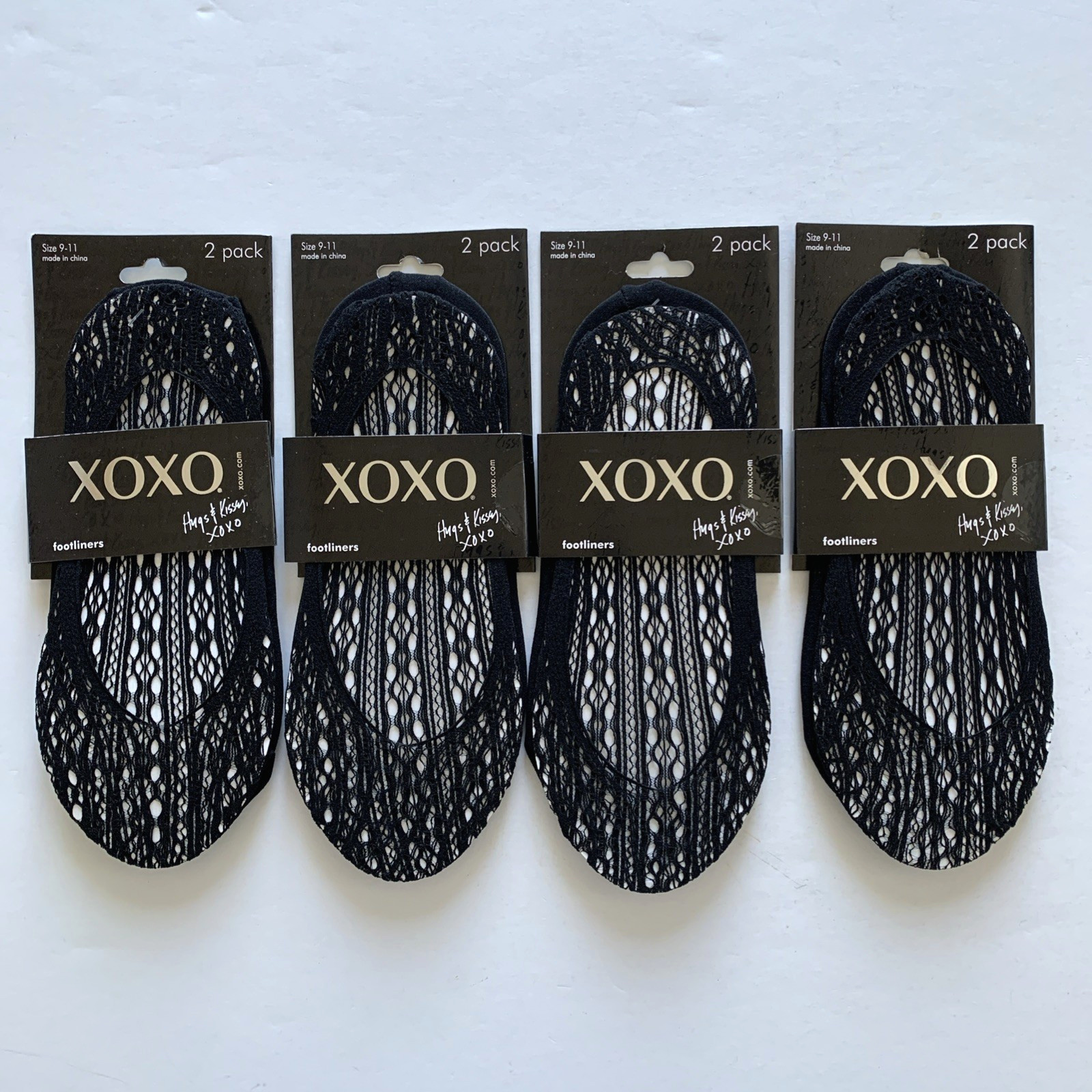 8 pr XOXO Black Footliners Foot Covers Liners No Show Socks Large L Sz 9-11