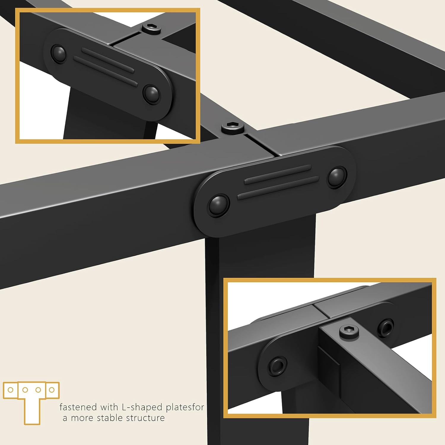 Twin Metal Bed Frame with Headboard, Heavy Duty, No Box Spring Needed, Black