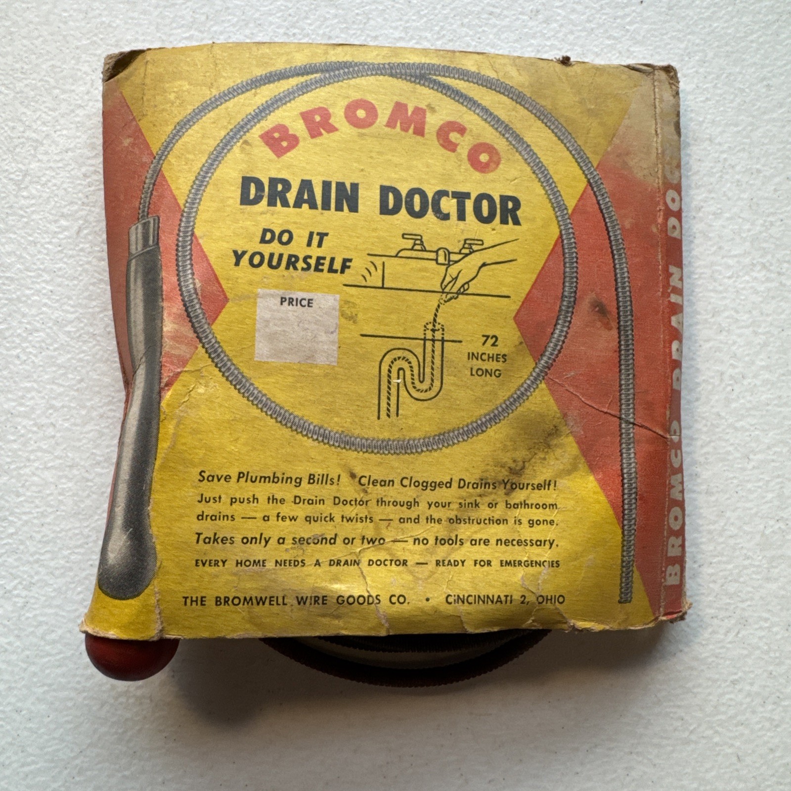 The Bromwell Wire Goods Co. Cincinnati, Ohio Bromco Drain Doctor Tool Vintage