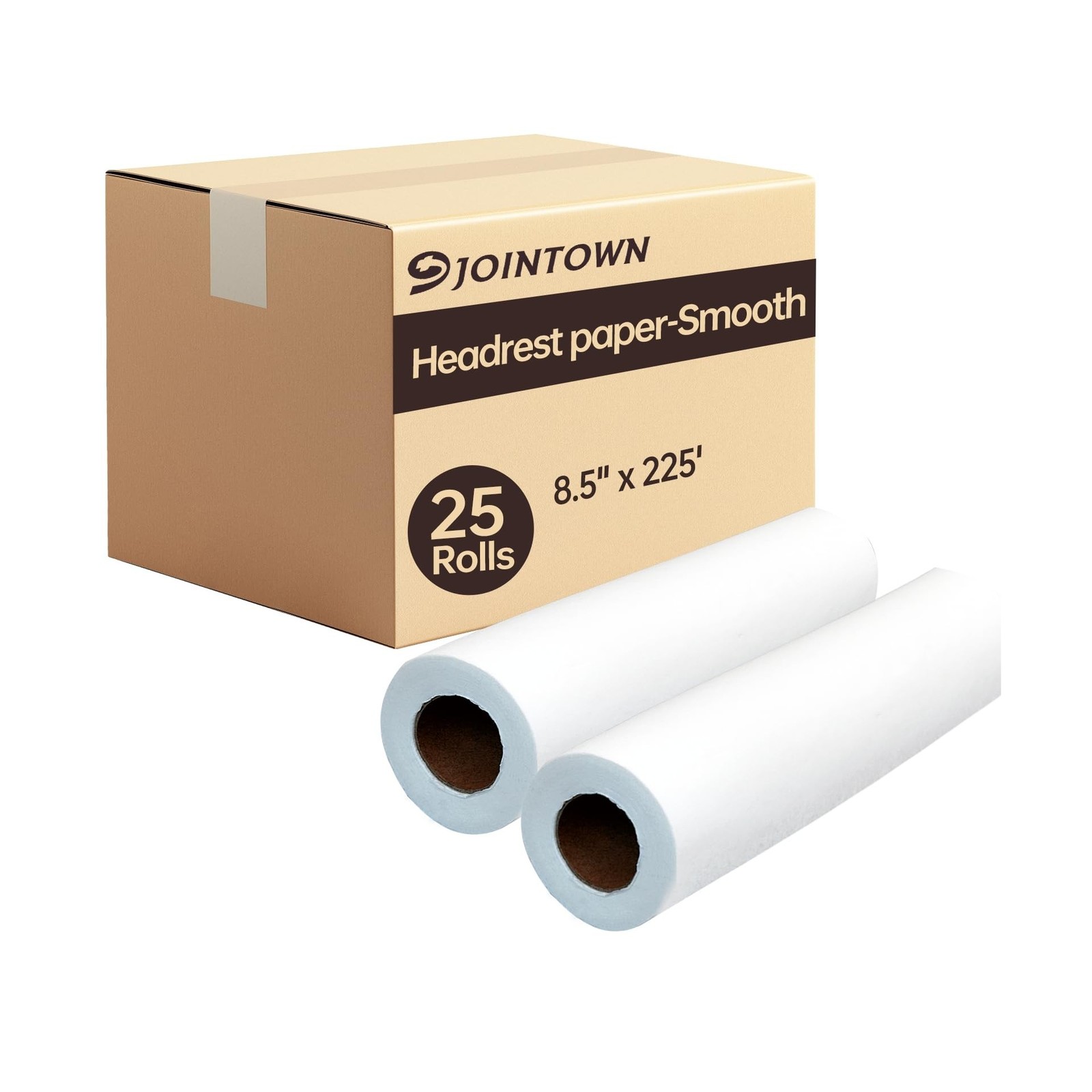 Jointown Headrest Paper Rolls, 8.5" x 225'- 25 Pack - Smooth Standard 16 Poun...