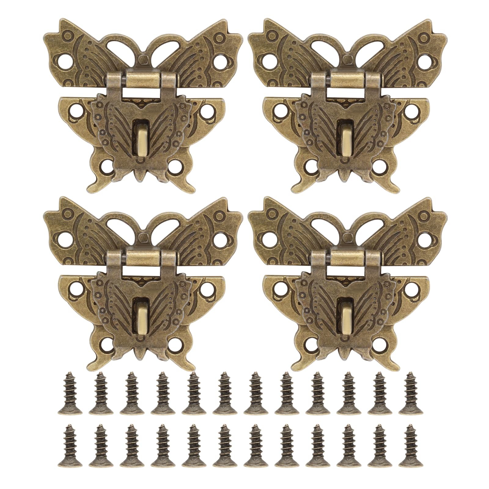 4 Pack Butterfly Hasp Jewelry Box Hasp Latch Antique Brass Hasp Lock Small La...