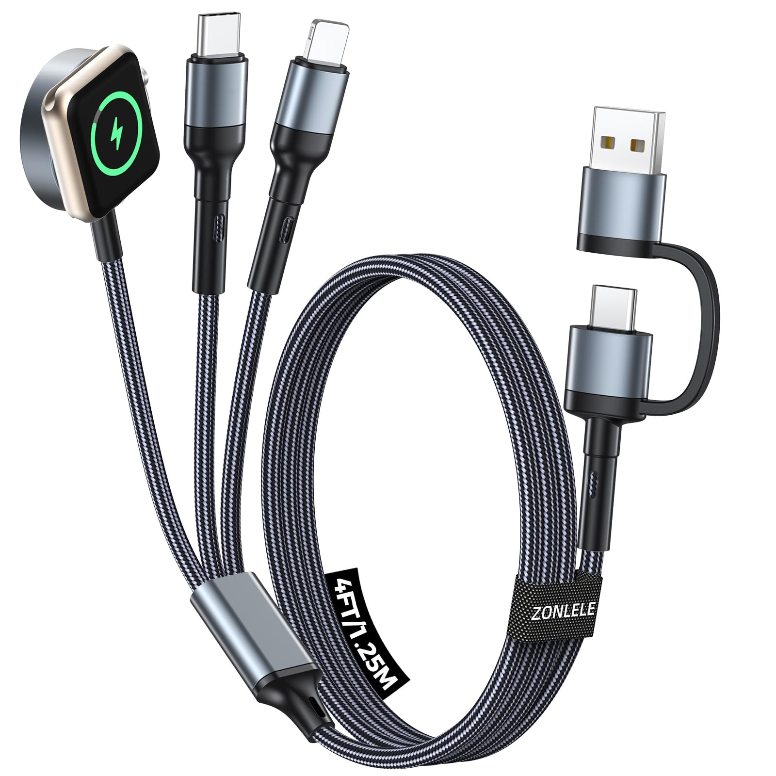 Apple Watch Charger Travel Essentials Multi Charging Cable 4FT Black Cord