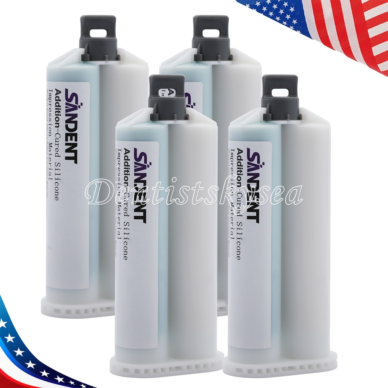 4Packs Heavy Body Fast Set Dental Impression Material 50mL Cartridge Tips