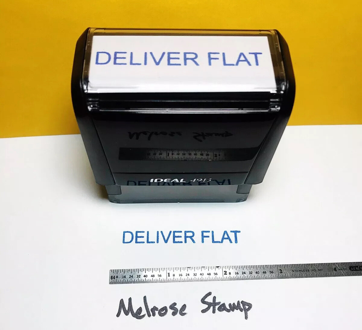 Deliver Flat Rubber Stamp Blue Ink Self Inking Ideal 4913
