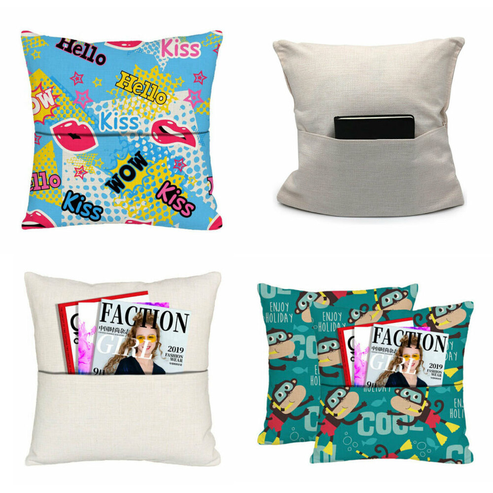 4Pcs 16"x16" Sublimation Blank Linen Pocket Pillow Case Cushion Cover Wholesale