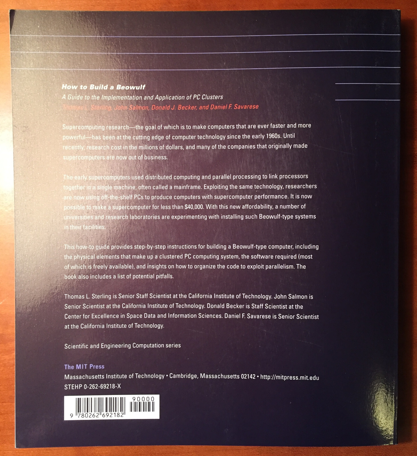 Book = How to Build a Beowulf = Implementation & Application of PC Clusters =